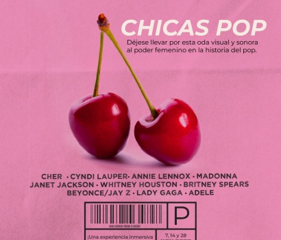 Cerezas en fondo rosa