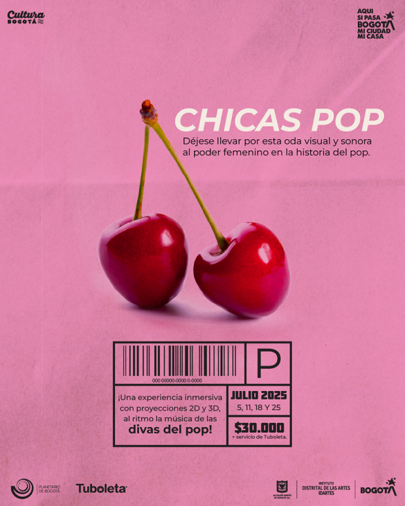 Inmersivo Chicas pop Cerezas en fondo rosa