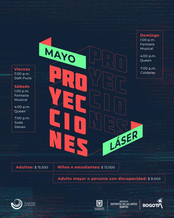 Show laser con horarios del mes de mayo