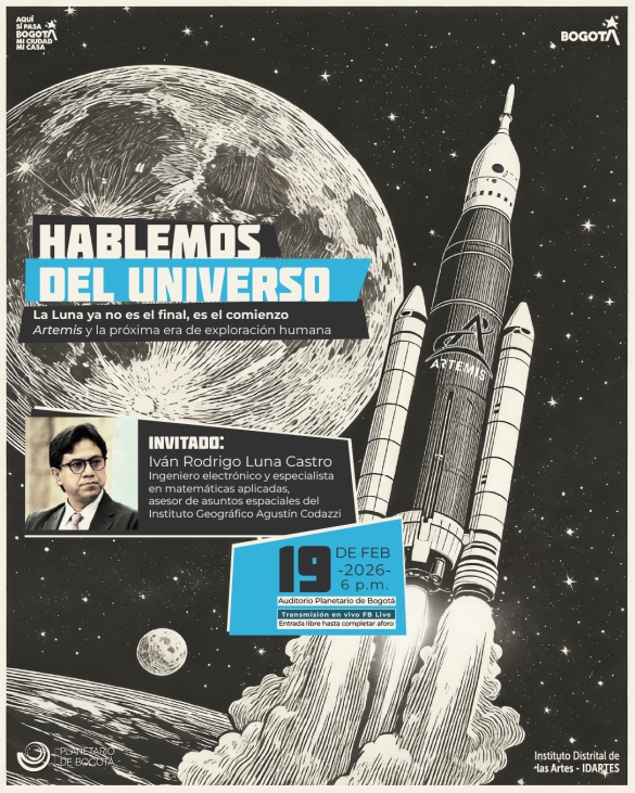 Ilustración cohete Artemis llegando a la Luna